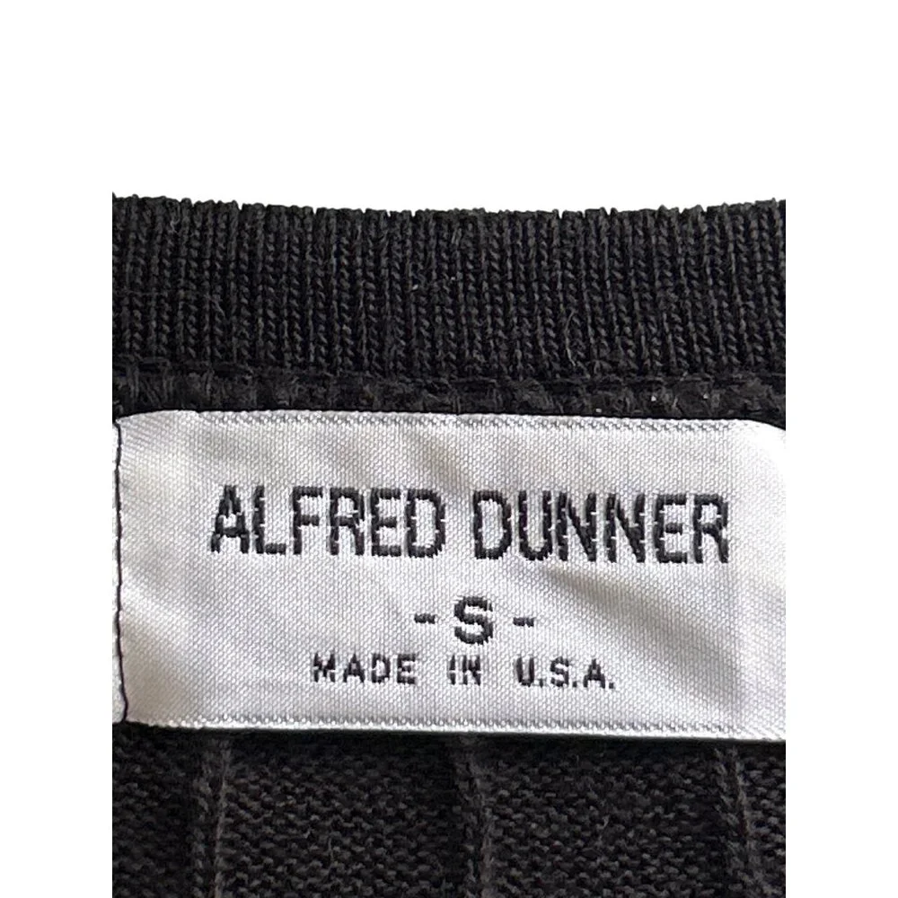 Alfred Dunner Cardigan faux 2 pc Sweater S Black/Red/Gray Striped Button-Front
